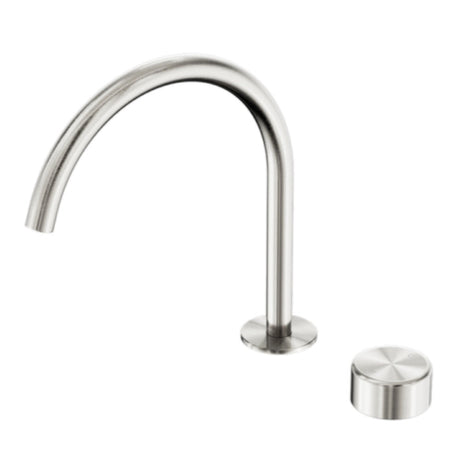 Nero Serenity Progressive Bath/Kitchen Mixer Arc Spout w/ Metal Handle Brushed Nickel 24E042BN - Basin Mixers