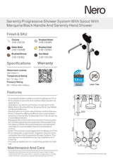 Nero Serenity Progressive Shower System w/ Spout w/ Marquina Black Handle And Serenity Hand Shower Gunmetal 24E130GM