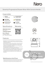Nero Serenity Progressive Shower Mixer w/ Carrara Handle Chrome 24E001CH - Bathroom Wall Mixers