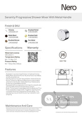 Nero Serenity Progressive Shower Mixer w/ Metal Handle Brushed Bronze 24E006BZ - Bathroom Wall Mixers