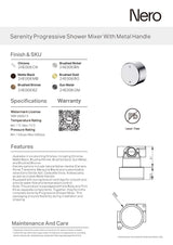 Nero Serenity Progressive Shower Mixer w/ Metal Handle Matte Black 24E006MB