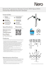 Nero Serenity Progressive Shower System w/ Spout w/ Verde Alpi Handle And Slim Shower Gunmetal 24E008GM