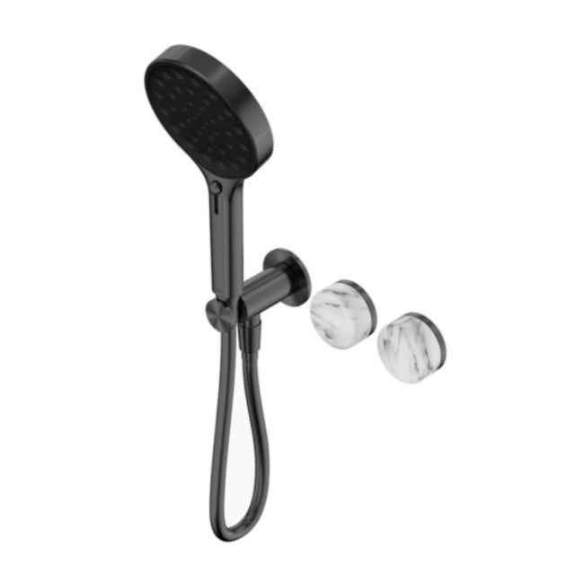 Nero Serenity Progressive Shower System w/ Arabescato Corchia Handle And Serenity Hand Shower Gunmetal 24E028GM - Hand