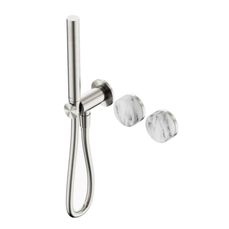 Nero Serenity Progressive Shower System w/ Arabescato Corchia Handle And Slim Shower Brushed Nickel 24E022BN - Hand