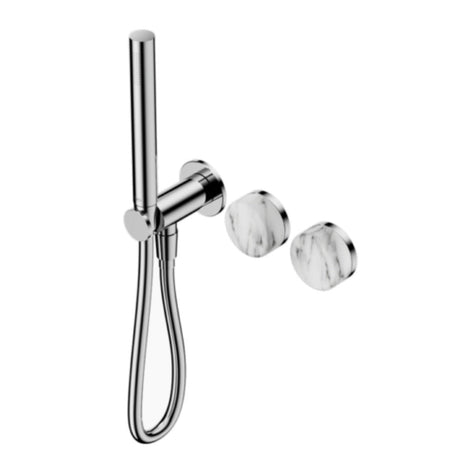Nero Serenity Progressive Shower System w/ Arabescato Corchia Handle And Slim Shower Chrome 24E022CH - Hand Showers