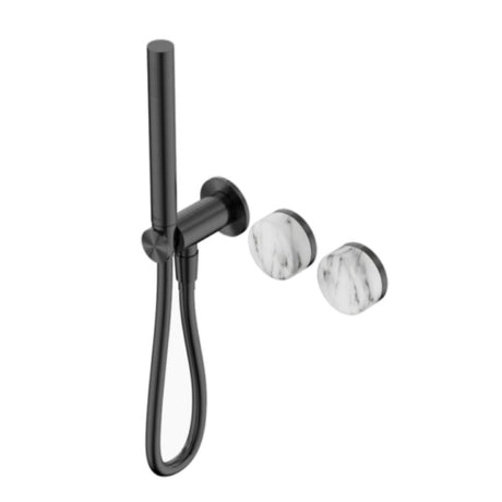 Nero Serenity Progressive Shower System w/ Arabescato Corchia Handle And Slim Shower Gunmetal 24E022GM - Hand Showers