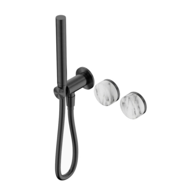 Nero Serenity Progressive Shower System w/ Arabescato Corchia Handle And Slim Shower Gunmetal 24E022GM - Hand Showers