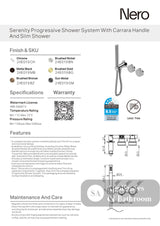 Nero Serenity Progressive Shower System w/ Carrara Handle And Slim Shower Matte Black 24E019MB - Hand Showers
