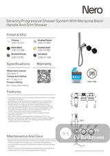 Nero Serenity Progressive Shower System w/ Marquina Black Handle And Slim Shower Matte Black 24E131MB - Diverter Mixers