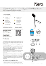Nero Serenity Progressive Shower System w/ Metal Handle And Serenity Hand Shower Gunmetal 24E030GM - Hand Showers