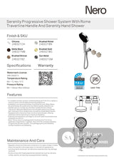 Nero Serenity Progressive Shower System w/ Rome Travertine Handle And Serenity Hand Shower Brushed Bronze 24E027BZ