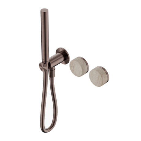 Nero Serenity Progressive Shower System w/ Rome Travertine Handle And Slim Shower Brushed Bronze 24E021BZ - Hand Showers