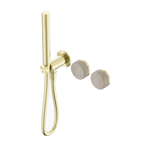 Nero Serenity Progressive Shower System w/ Rome Travertine Handle And Slim Shower Brushed Gold 24E021BG - Hand Showers