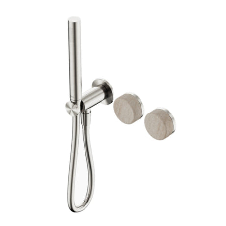 Nero Serenity Progressive Shower System w/ Rome Travertine Handle And Slim Shower Brushed Nickel 24E021BN - Hand Showers