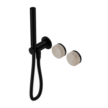 Nero Serenity Progressive Shower System w/ Rome Travertine Handle And Slim Shower Matte Black 24E021MB - Hand Showers