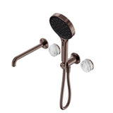 Nero Serenity Progressive Shower System w/ Spout w/ Arabescato Corchia Handle And Serenity Hand Shower Brushed Bronze