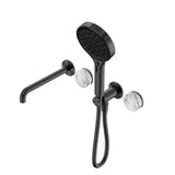 Nero Serenity Progressive Shower System w/ Spout w/ Arabescato Corchia Handle And Serenity Hand Shower Gunmetal