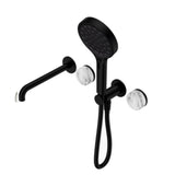 Nero Serenity Progressive Shower System w/ Spout w/ Arabescato Corchia Handle And Serenity Hand Shower Matte Black