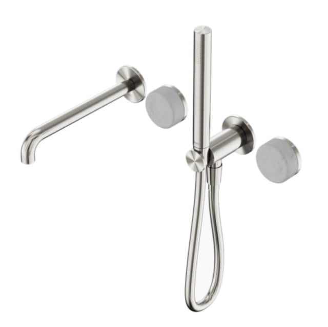 Nero Serenity Progressive Shower System w/ Spout w/ Carrara Handle And Slim Shower Brushed Nickel 24E007BN - Hand