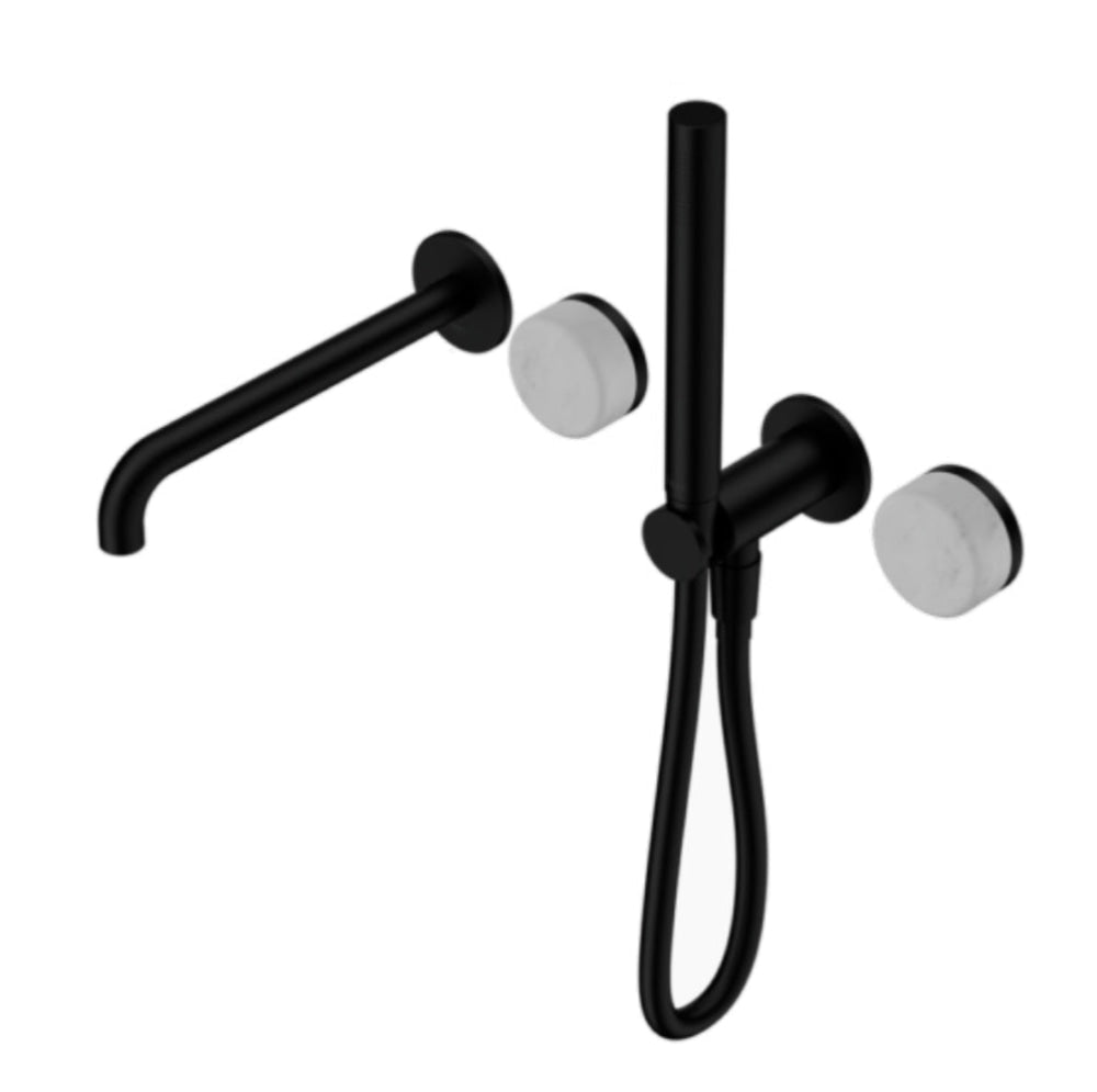 Nero Serenity Progressive Shower System w/ Spout w/ Carrara Handle And Slim Shower Matte Black 24E007MB - Hand Showers
