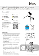 Nero Serenity Progressive Shower System w/ Spout w/ Marquina Black Handle And Serenity Hand Shower Gunmetal 24E130GM