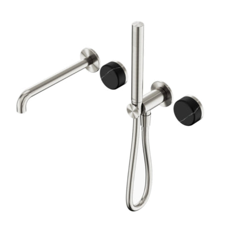 Nero Serenity Progressive Shower System w/ Spout w/ Marquina Black Handle And Slim Shower Brushed Nickel 24E129BN