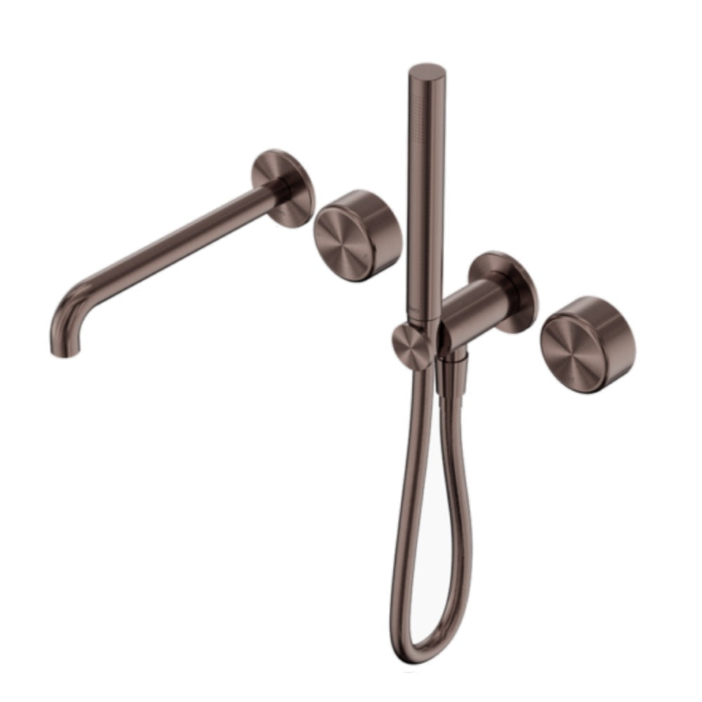 Nero Serenity Progressive Shower System w/ Spout w/ Metal Handle And Slim Shower Brushed Bronze 24E012BZ - Hand Showers