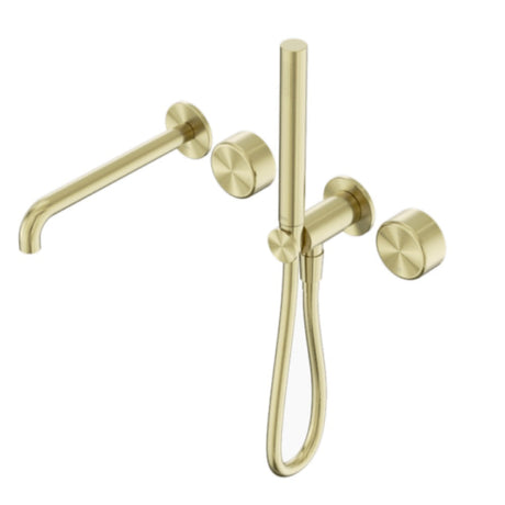 Nero Serenity Progressive Shower System w/ Spout w/ Metal Handle And Slim Shower Brushed Gold 24E012BG - Hand Showers