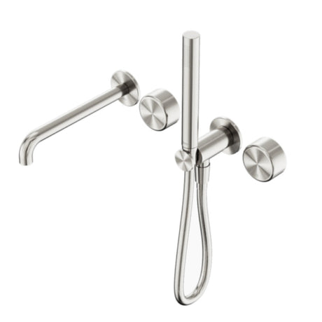 Nero Serenity Progressive Shower System w/ Spout w/ Metal Handle And Slim Shower Brushed Nickel 24E012BN - Hand Showers