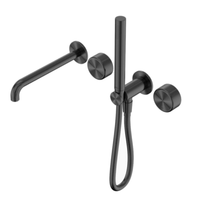 Nero Serenity Progressive Shower System w/ Spout w/ Metal Handle And Slim Shower Gunmetal 24E012GM - Hand Showers