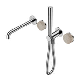 Nero Serenity Progressive Shower System w/ Spout w/ Rome Travertine Handle And Slim Shower Chrome 24E009CH - Hand