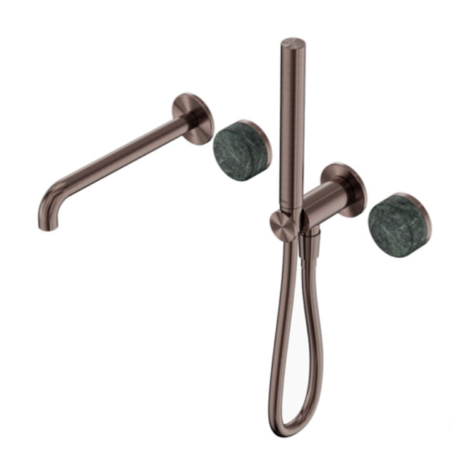 Nero Serenity Progressive Shower System w/ Spout w/ Verde Alpi Handle And Slim Shower Brushed Bronze 24E008BZ - Hand
