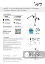 Nero Serenity Progressive Shower System w/ Spout w/ Verde Alpi Handle And Slim Shower Brushed Nickel 24E008BN - Hand
