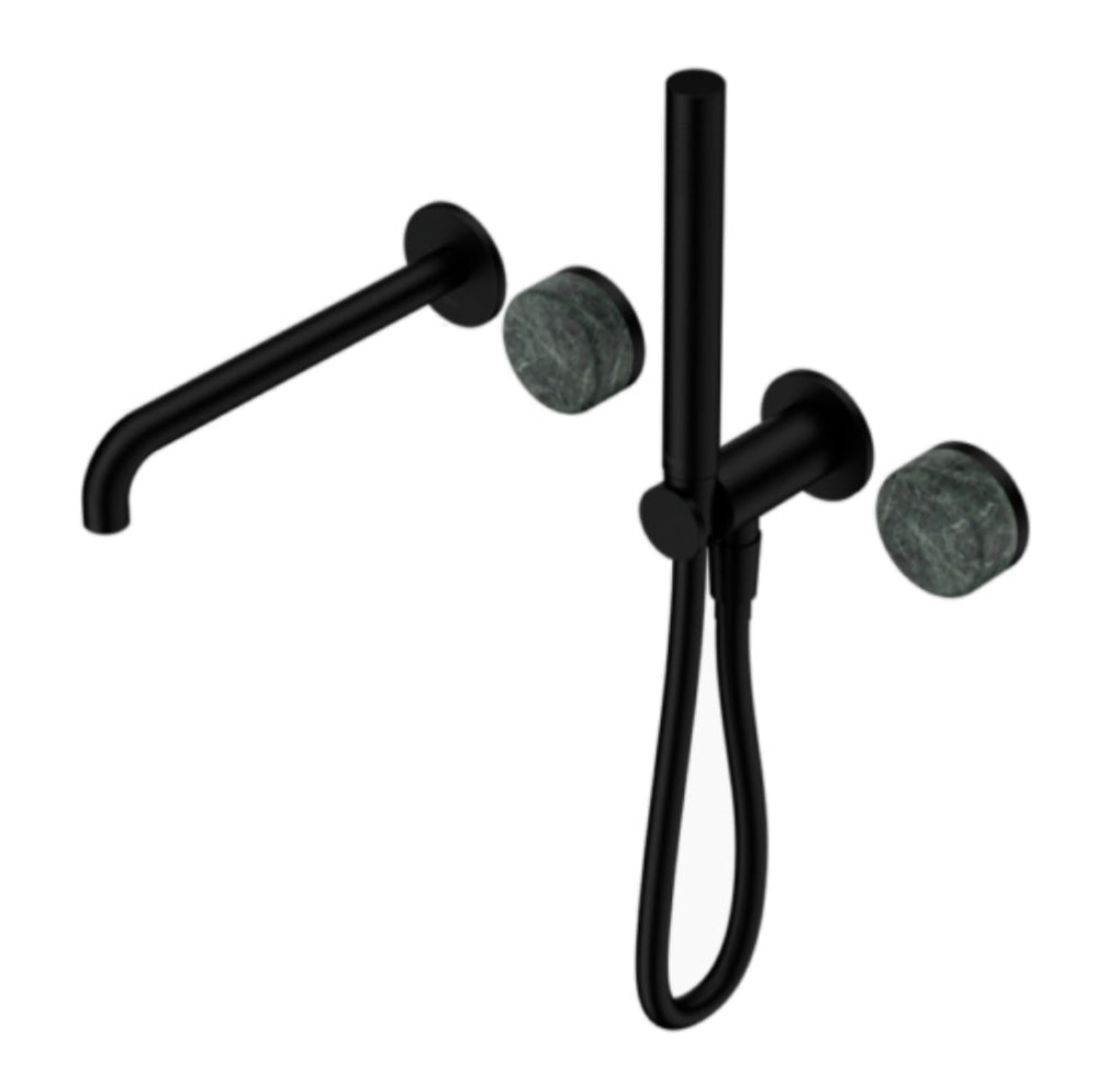 Nero Serenity Progressive Shower System w/ Spout w/ Verde Alpi Handle And Slim Shower Matte Black 24E008MB - Hand