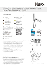 Nero Serenity Progressive Shower System w/ Arabescato Corchia Handle And Slim Shower Chrome 24E022CH