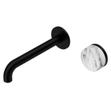 Nero Serenity Progressive Wall Basin Mixer 160mm Spout w/ Arabescato Corchia Handle Matte Black 24E064MB - Wall Mixers