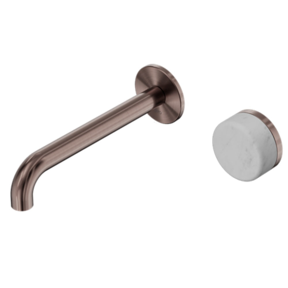 Nero Serenity Progressive Wall Basin Mixer 160mm Spout w/ Carrara Handle Brushed Bronze 24E061BZ - Wall Mixers & Spouts