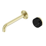 Nero Serenity Progressive Wall Basin Mixer 160mm Spout w/ Marquina Black Handle Brushed Gold 24E138BG - Bathroom Wall