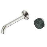Nero Serenity Progressive Wall Basin Mixer 160mm Spout w/ Verde Alpi Handle Brushed Nickel 24E062BN - Wall Mixers &