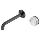 Nero Serenity Progressive Wall Basin Mixer 185mm Spout w/ Arabescato Corchia Handle Gunmetal 24E070GM - Bathroom Wall