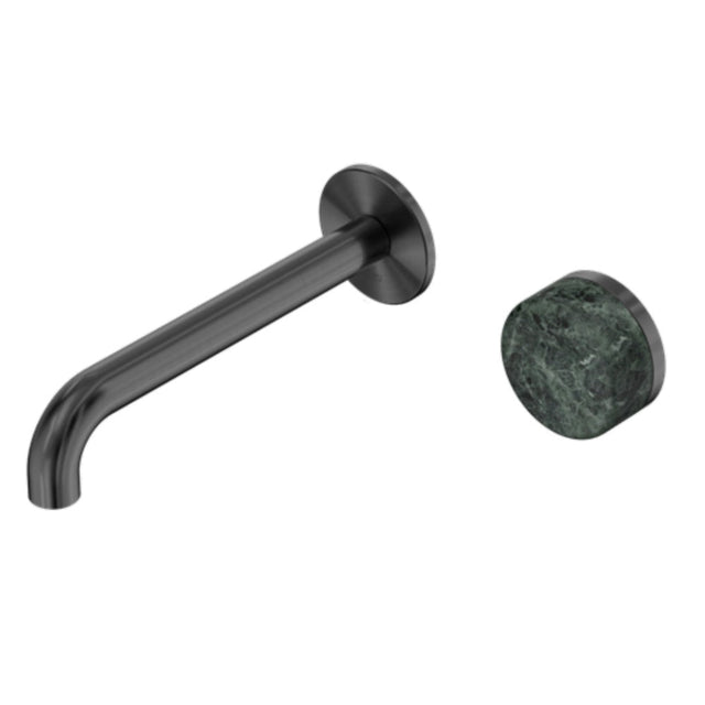 Nero Serenity Progressive Wall Basin Mixer 185mm Spout w/ Verde Alpi Handle Gunmetal 24E068GM - Wall Mixers & Spouts