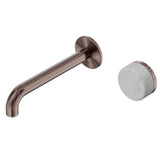 Nero Serenity Progressive Wall Basin Mixer 220mm Spout w/ Carrara Handle Brushed Bronze 24E073BZ - Bathroom Wall Mixers