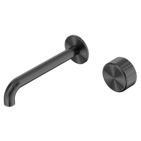 Nero Serenity Progressive Wall Basin Mixer 220mm Spout w/ Metal Handle Gunmetal 24E078GM - Bathroom Wall Mixers