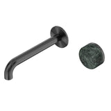 Nero Serenity Progressive Wall Basin Mixer 220mm Spout w/ Verde Alpi Handle Gunmetal 24E074GM - Bathroom Wall Mixers