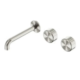 Nero Serenity Wall Basin Set 160mm Offset Spout w/ Metal Handle Brushed Nickel 24D058BN - Tapware 3 Piece