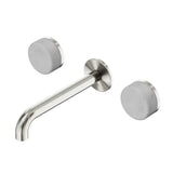 Nero Serenity Wall Basin Set 160mm Spout w/ Carrara Handle Brushed Nickel 24D035BN - Tapware 3 Piece