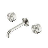 Nero Serenity Wall Basin Set 160mm Spout w/ Metal Handle Brushed Nickel 24D040BN - 3-Piece Tapware
