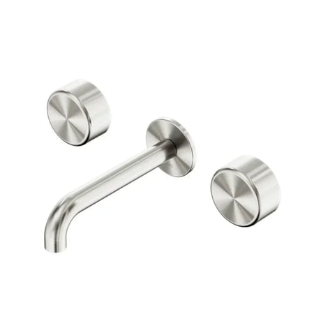 Nero Serenity Wall Basin Set 160mm Spout w/ Metal Handle Brushed Nickel 24D040BN - 3-Piece Tapware