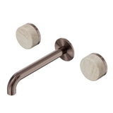 Nero Serenity Wall Basin Set 160mm Spout w/ Rome Travertine Handle Brushed Bronze 24D037BZ - 3-Piece Tapware