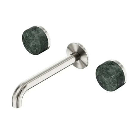 Nero Serenity Wall Basin Set 160mm Spout w/ Verde Alpi Handle Brushed Nickel 24D036BN - Tapware 3 Piece
